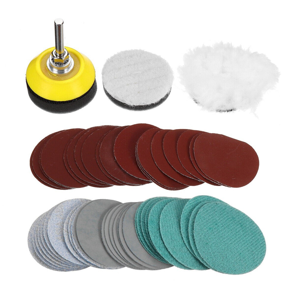 55Pcs Polishing Kit 2 Inch Flocking Sandpaper Set wood working Sanding Disc Grinding Wood Polishing Sander Paper Set for Polishing Cleaning Tools