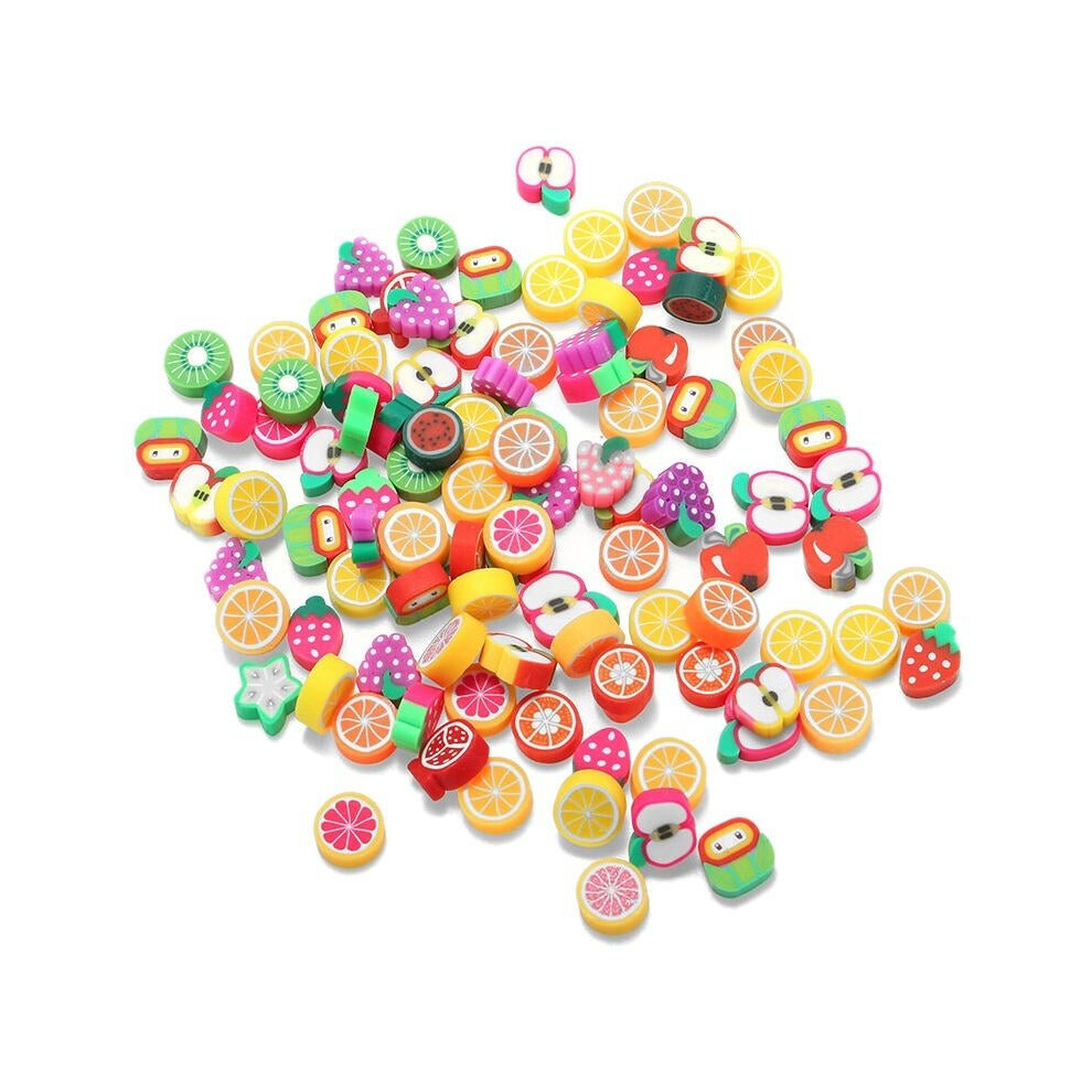 () 100PCS DIY Slime Accessories Decor Fruit Cake Flower Polymer Clay Toy Nail Beauty Ornament