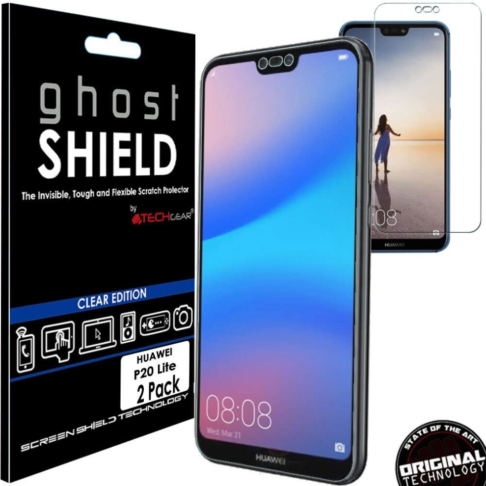 TECHGEAR [2 Pack] Screen Protectors to fit Huawei P20 Lite [ghostSHIELD Edition] Genuine Reinforced Flexible TPU Screen...