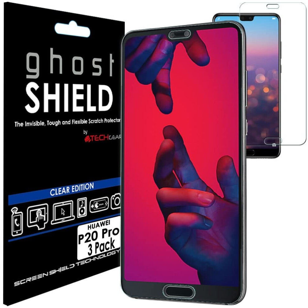 TECHGEAR [3 Pack] Screen Protectors to fit Huawei P20 Pro [ghostSHIELD Edition] Genuine Reinforced Flexible TPU Screen...