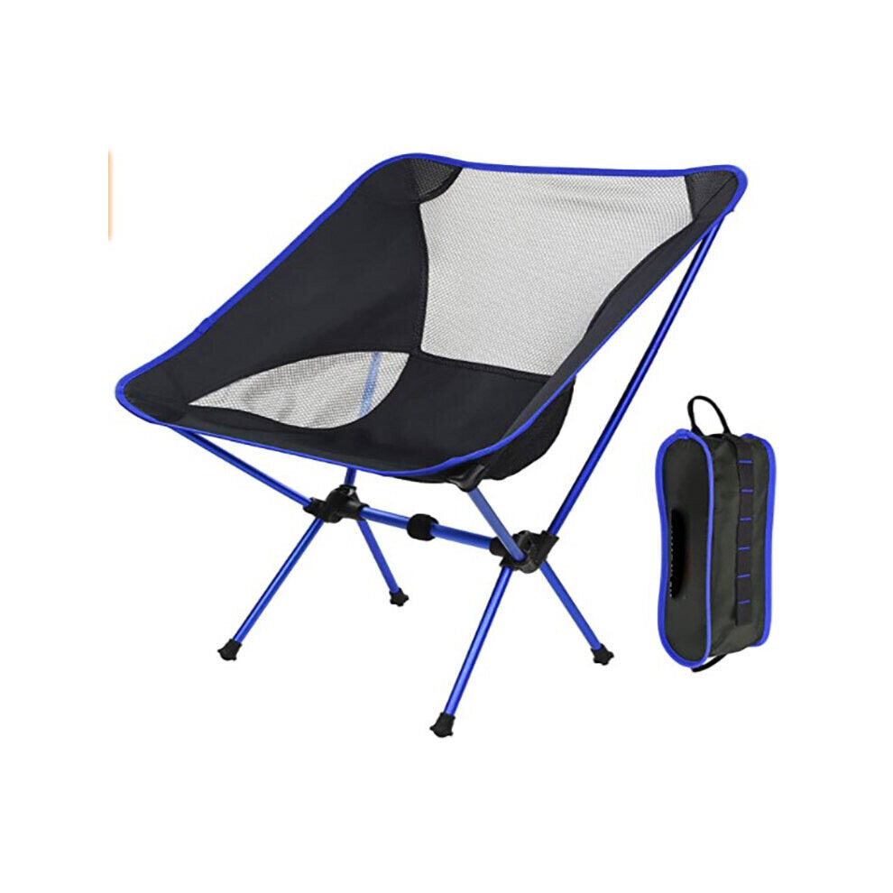 (Blue) Ultralight Folding Chair Superhard Outdoor Camping Chair Portable Beach Hiking Picnic Seat Fishing Tools Max Load 150kg