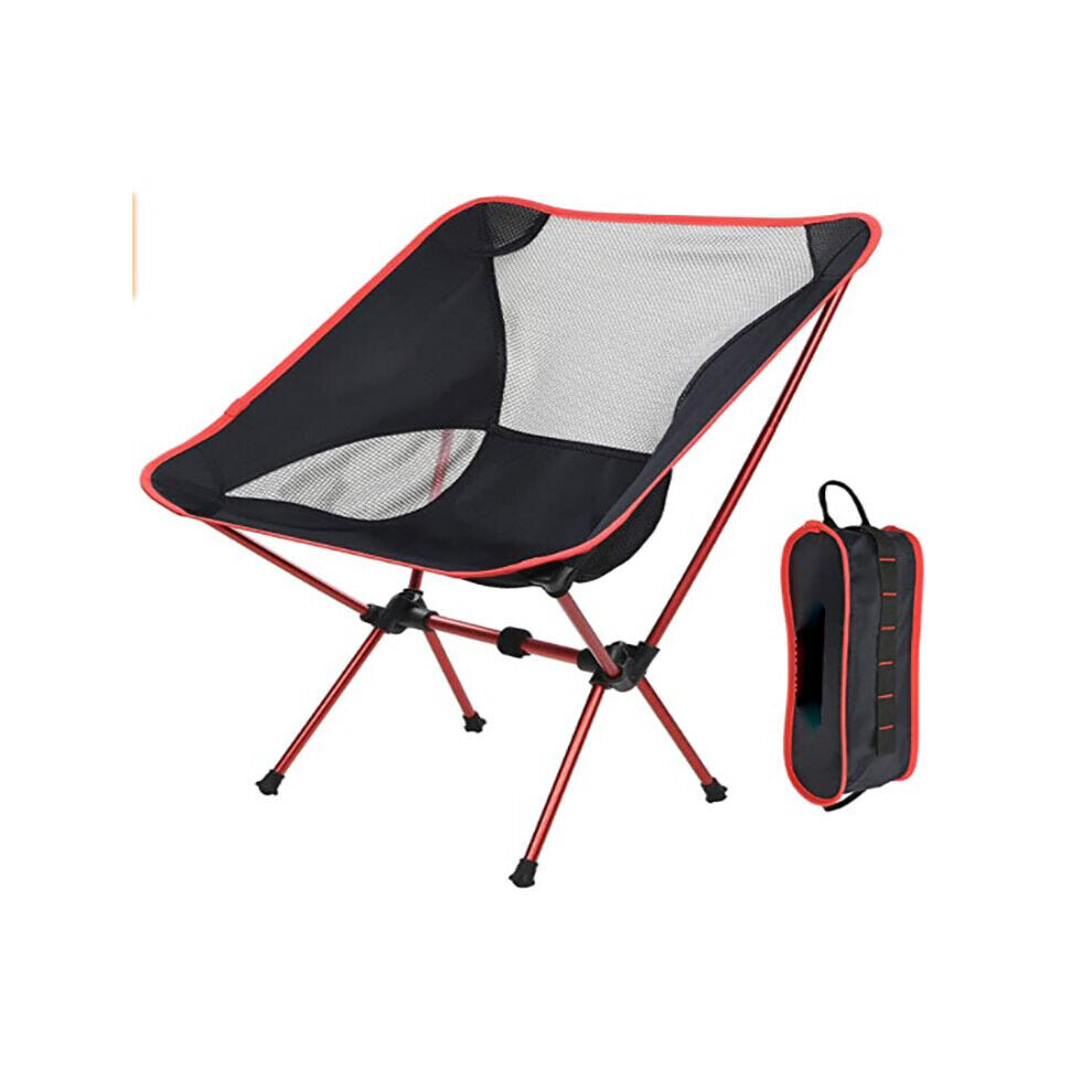 (Red) Ultralight Folding Chair Superhard Outdoor Camping Chair Portable Beach Hiking Picnic Seat Fishing Tools Max Load 150kg