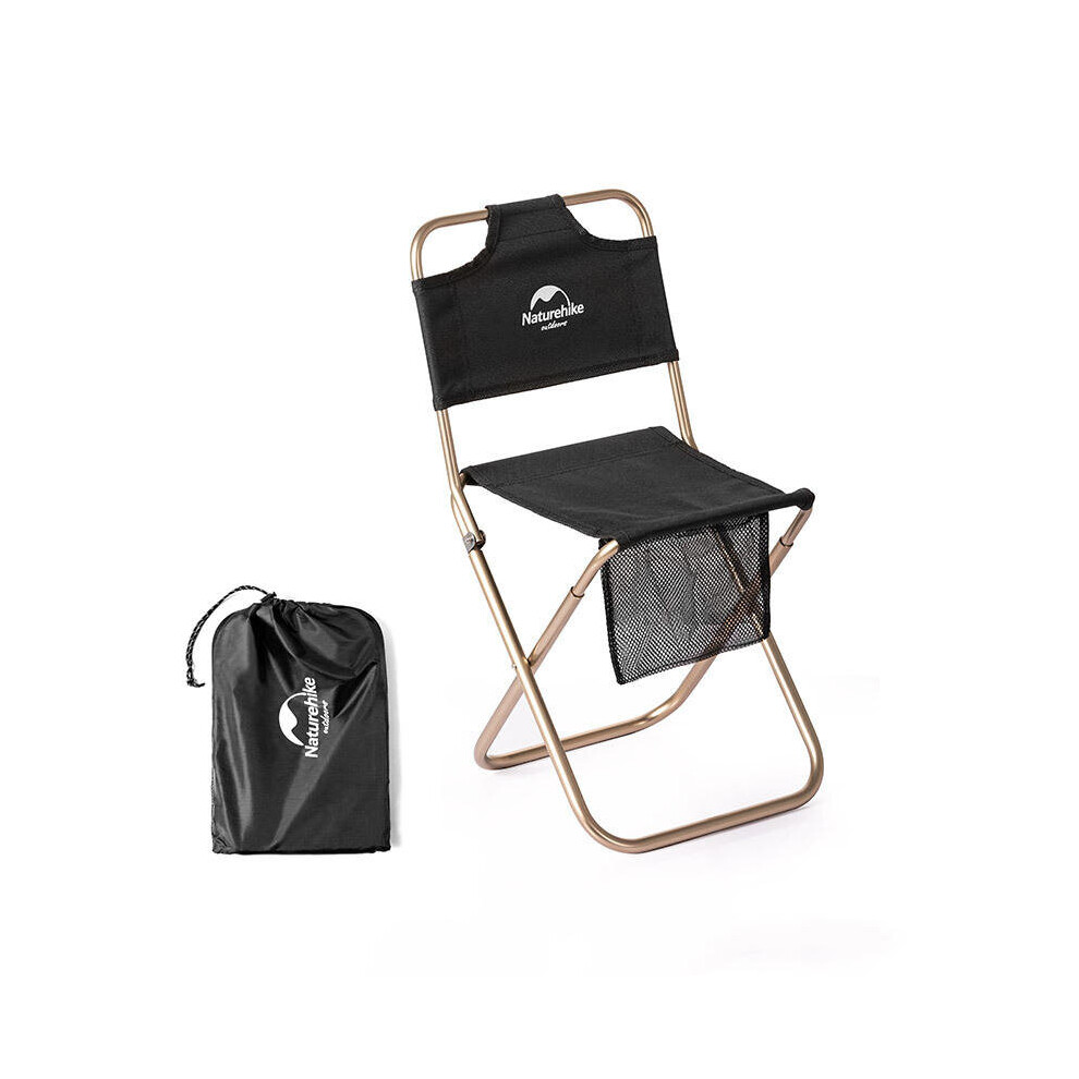 (Black) Outdoor Portable Folding Chair Picnic BBQ Seat Stool Max Load 80kg