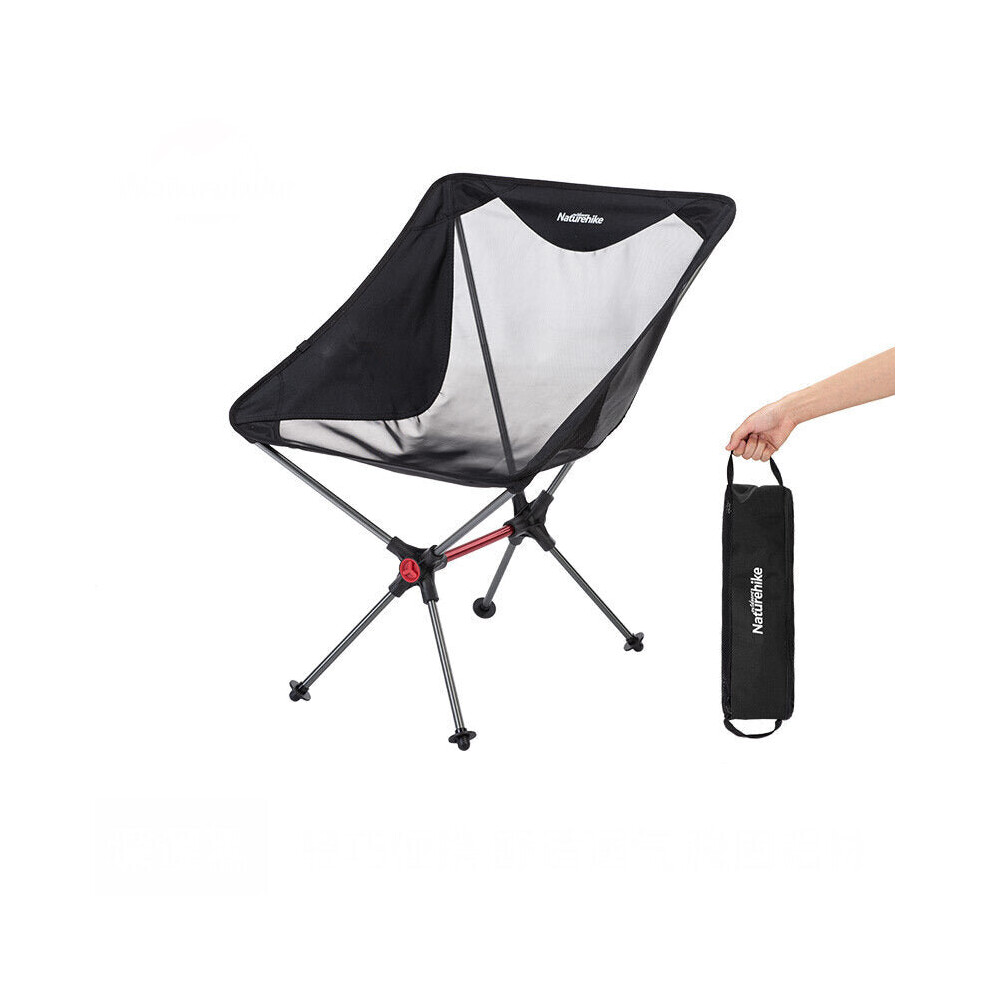 (Black) Aluminium Alloy Max Load 120KG Folding Chair Outdoor Poratble Traveling Camping Picnic Chair