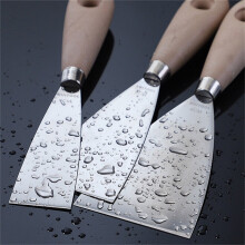 4Pcs Stainless Steel Thick Putty Knife Shovel Cleaning Push Wooden Handle Scrapers