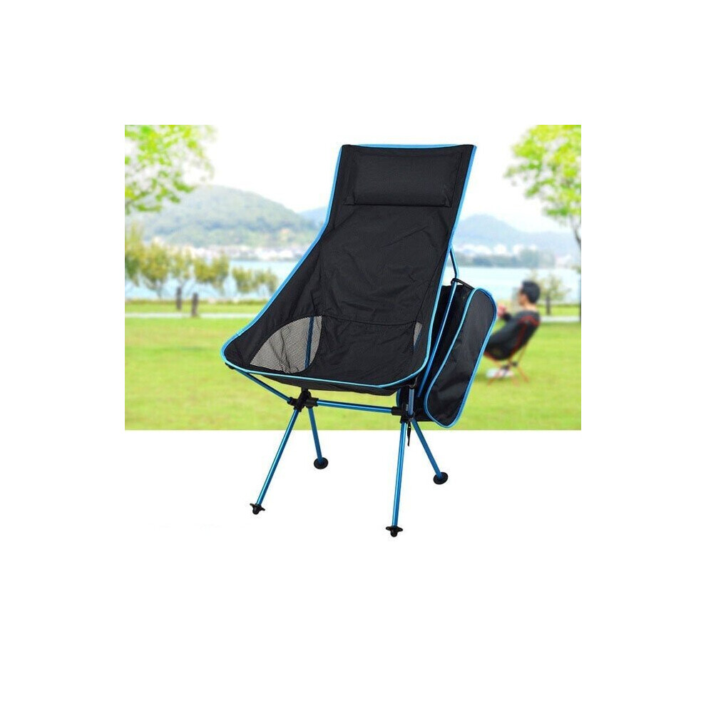 (Light Blue) Portable Collapsible Moon Chair Fishing Camping BBQ Stool Folding Extended Hiking Seat Garden Ultralight Portable Indoor Outdoor Chair