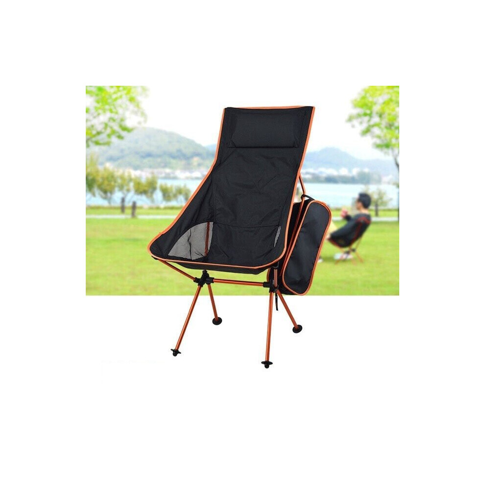 (Orange) Portable Collapsible Moon Chair Fishing Camping BBQ Stool Folding Extended Hiking Seat Garden Ultralight Portable Indoor Outdoor Chair