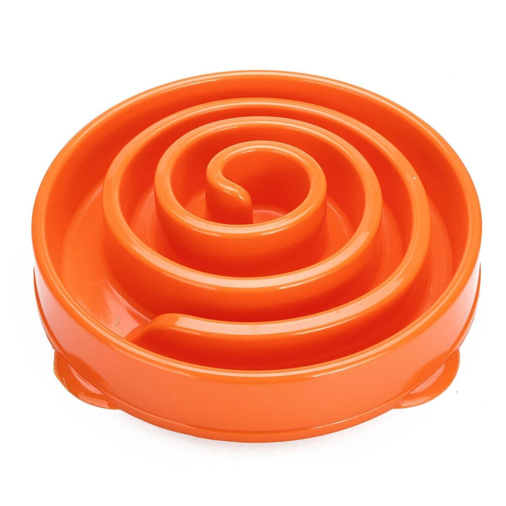 (Orange, S) Dog Slow Food Bowl Down Eating Feeder Dish Pet Dog Cat Feeding Anti Slip Gulp