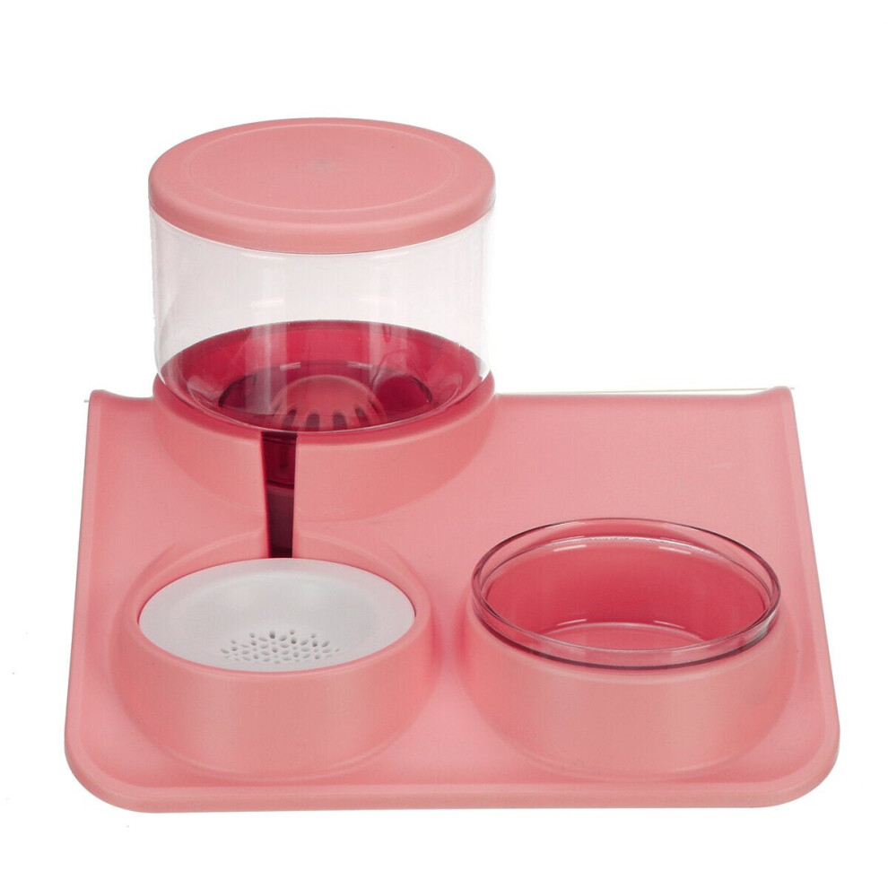 (Pink) Pet Waterer Multi Layer Filter Sealed Cat Bowl 2L Pet Bowl for Autoxic Cat Drinking and Feeding Device Autoxic Dog Feeder