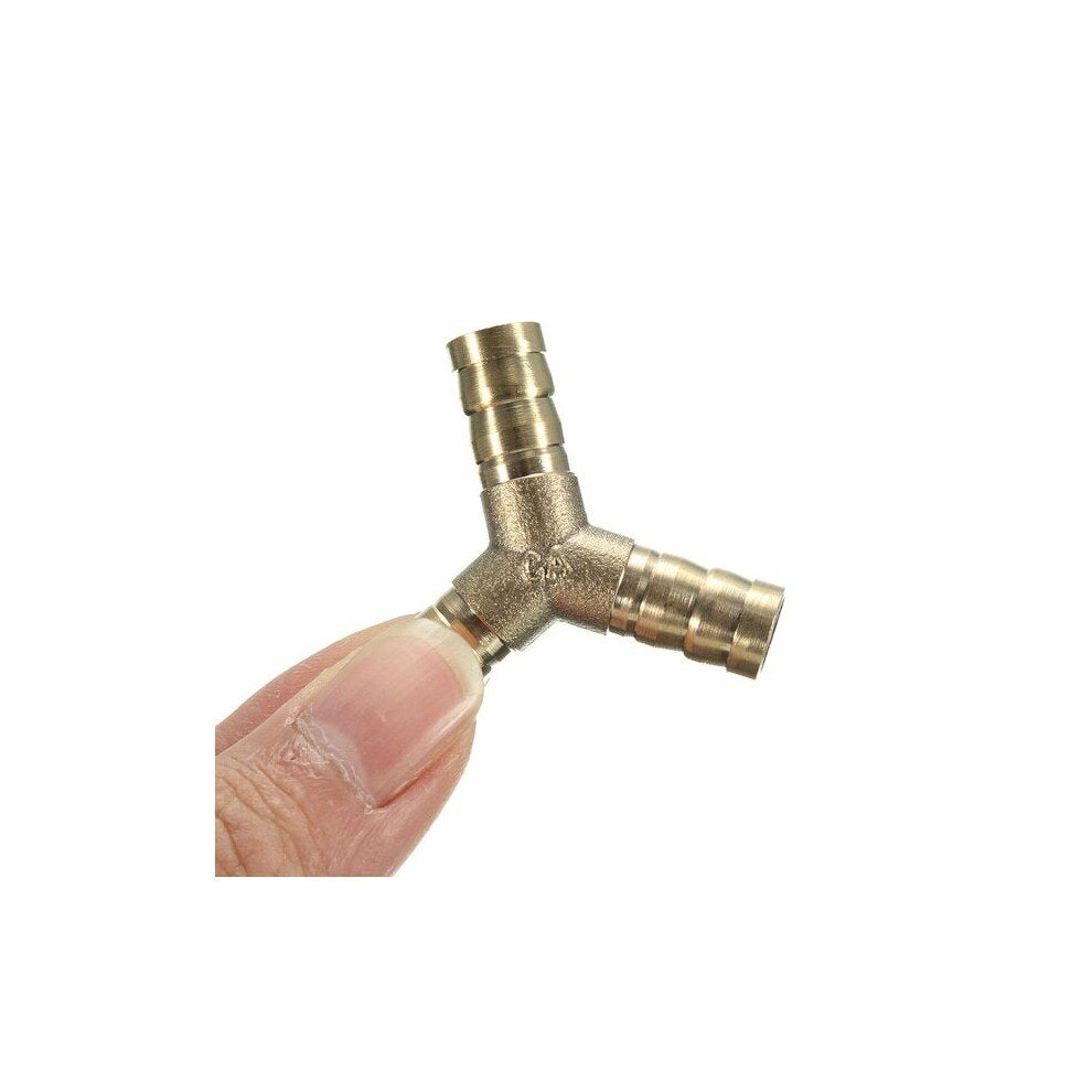 (10mm) 6/10/14mm Solid Brass Y Connector 3 Ways Hose Joiner Barbed Splitter