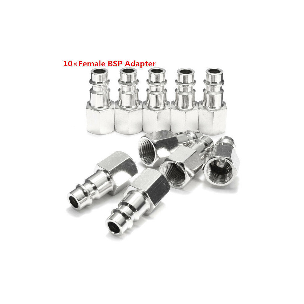 (Female Bsp Adapter) 10Pcs 1/4Inch Male/Female Bsp Adapter Compressed Air Quick Coupling Hose 3654659458070