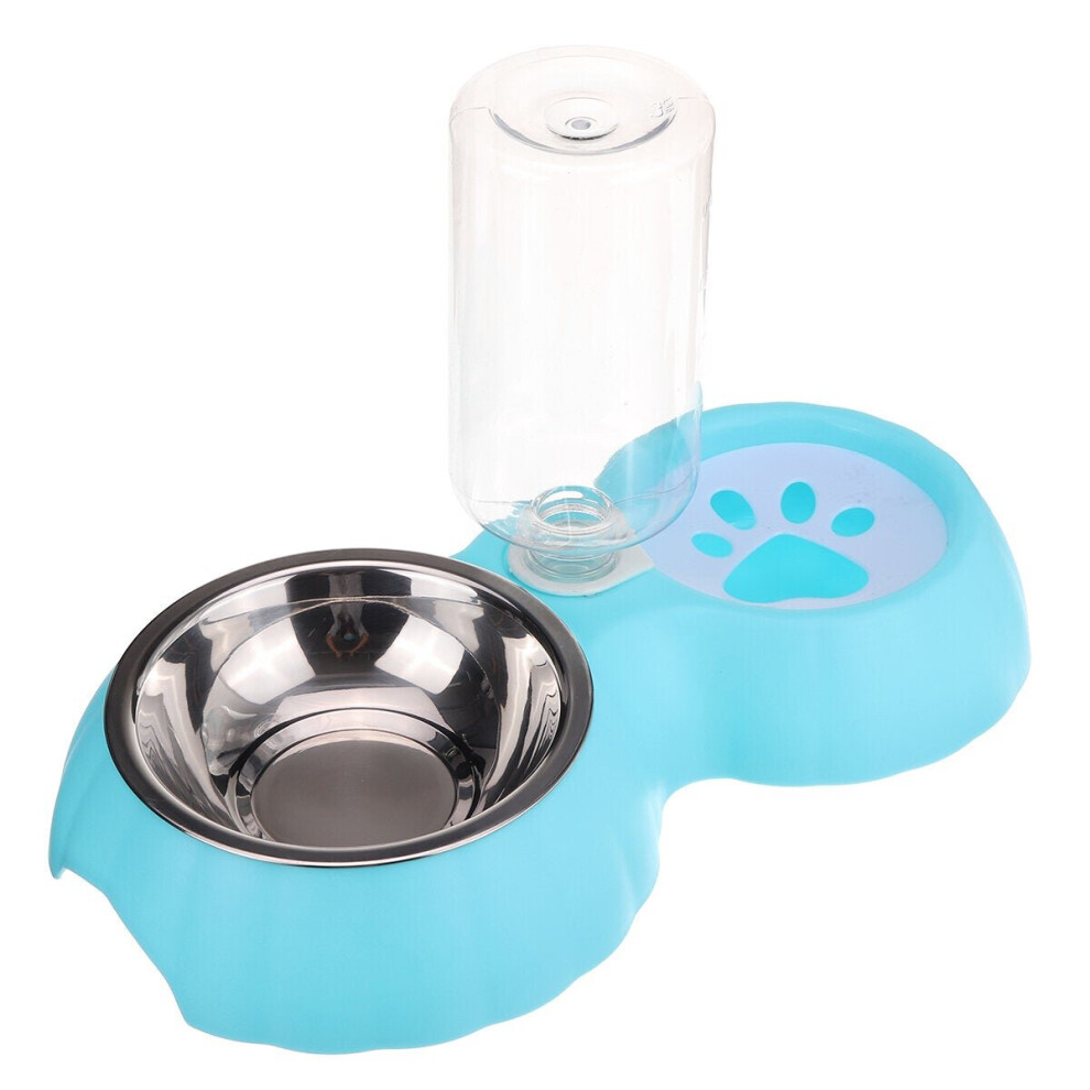 (Blue) Automatic Feeders Cat Bowl Dog Water Feeder Bowl Cat Drinking Fountain Food Water Dispenser