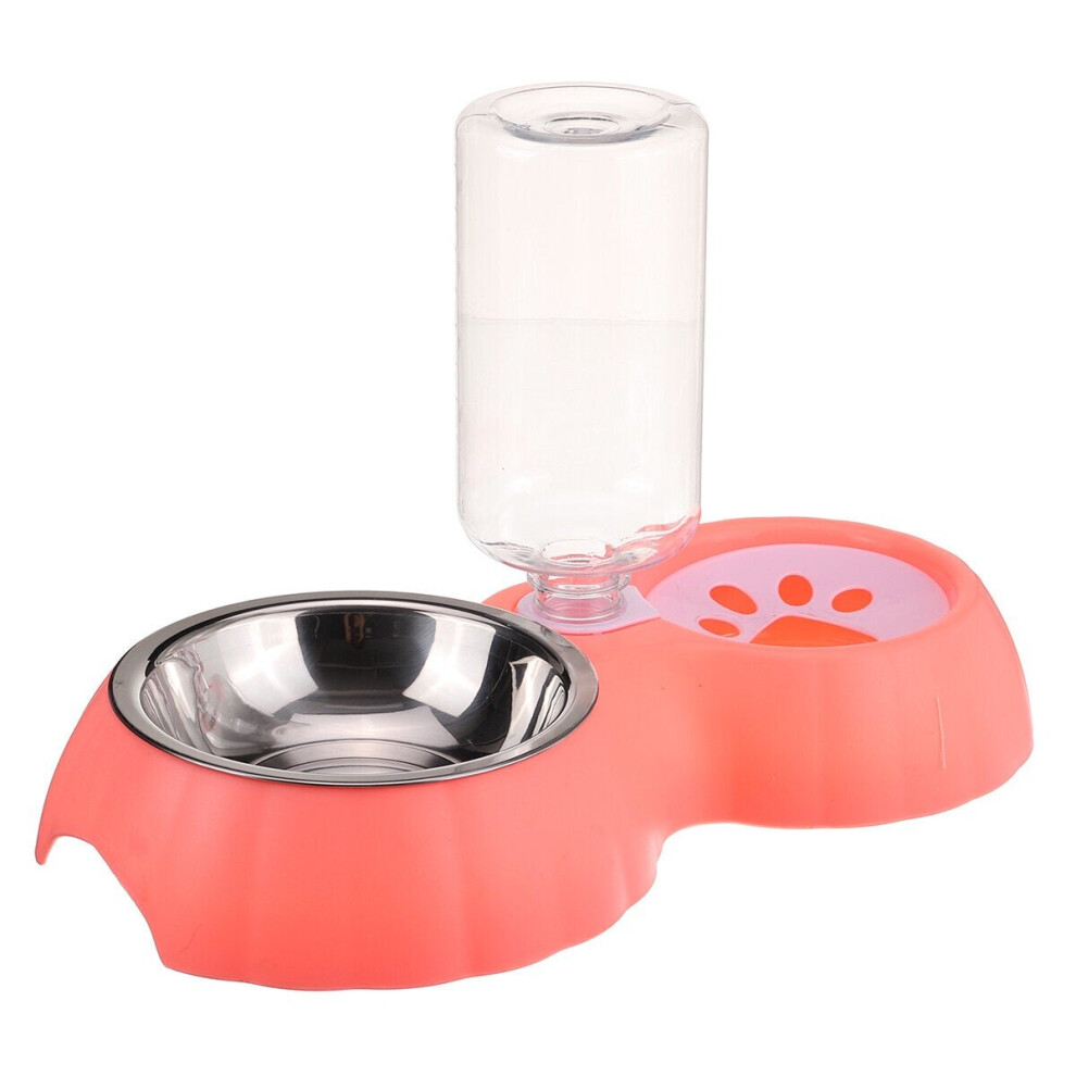 (Red) Automatic Feeders Cat Bowl Dog Water Feeder Bowl Cat Drinking Fountain Food Water Dispenser