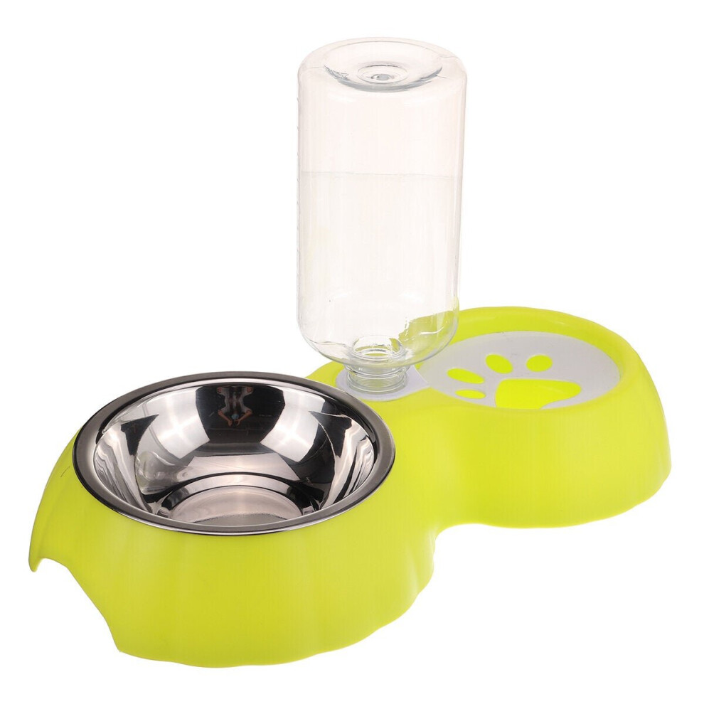 (Green) Automatic Feeders Cat Bowl Dog Water Feeder Bowl Cat Drinking Fountain Food Water Dispenser