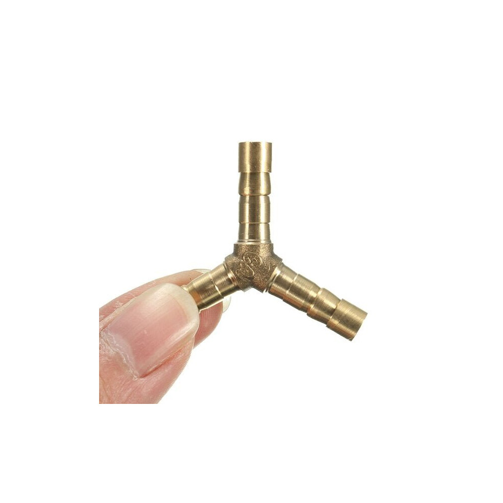 (6mm) 6/10/14mm Solid Brass Y Connector 3 Ways Hose Joiner Barbed Splitter