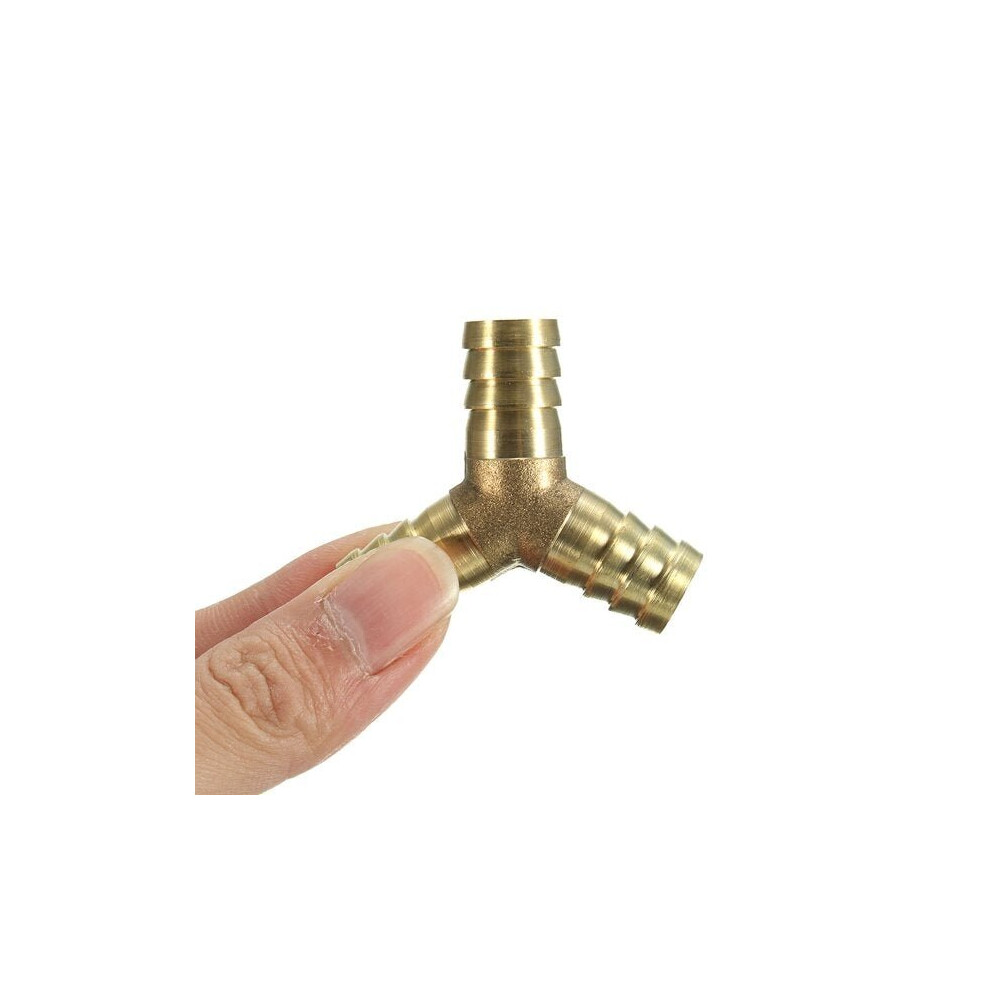 (14mm) 6/10/14mm Solid Brass Y Connector 3 Ways Hose Joiner Barbed Splitter