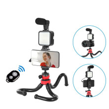 Professional Photography Kits with microphone LED Fill Light Flexible Tripod Phone Holder Remote Control for Broadcast Live YouTube Vlog Recording