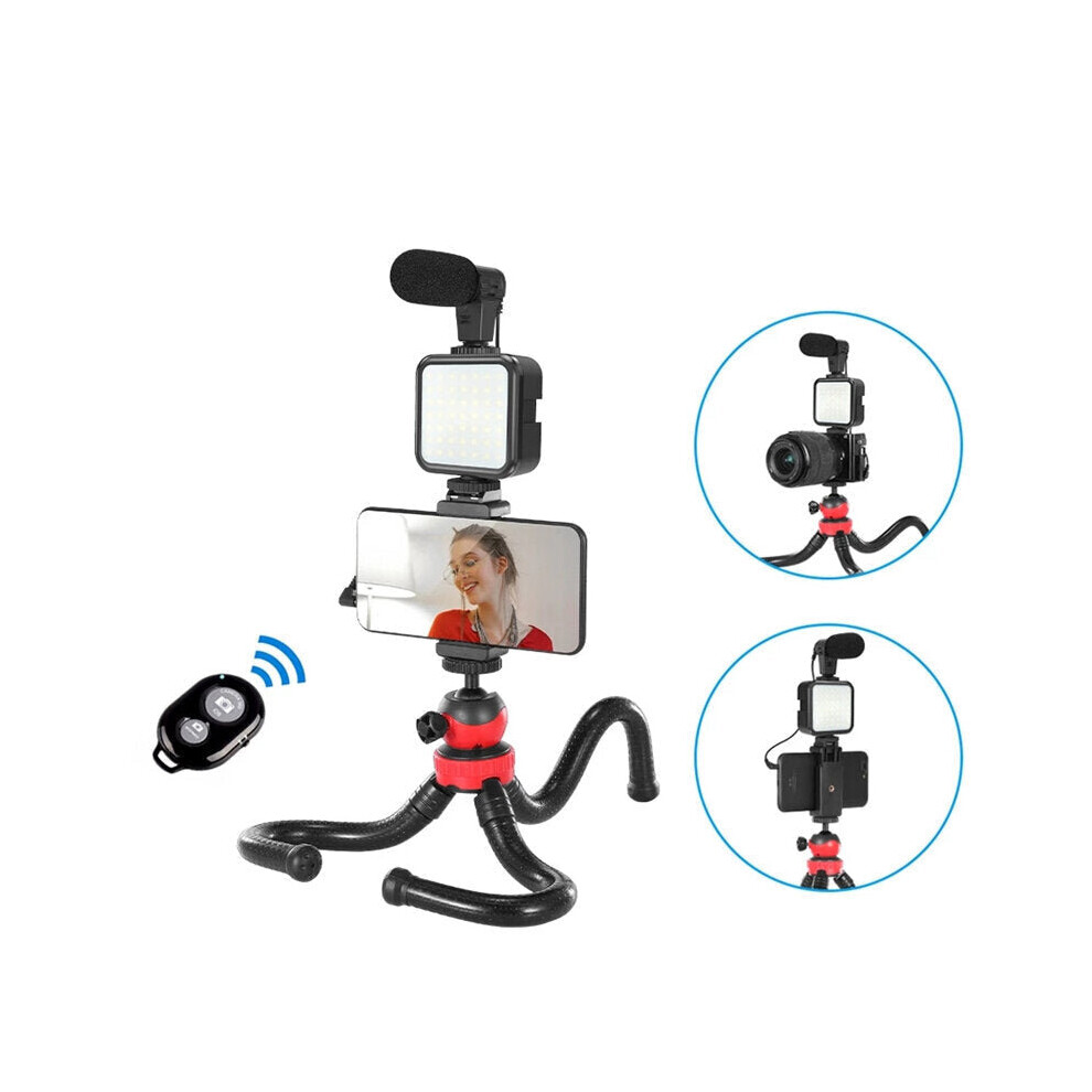 Professional Photography Kits with microphone LED Fill Light Flexible Tripod Phone Holder Remote Control for Broadcast Live YouTube Vlog Recording