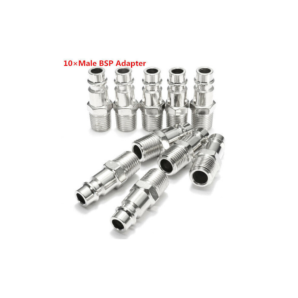 (Maleâ Bsp Adapter) 10Pcs 1/4Inch Male/Female Bsp Adapter Compressed Air Quick Coupling Hose 6112212022610