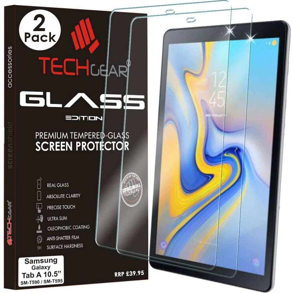 TECHGEAR [2 Pack] Screen Protector fits Samsung Galaxy Tab A 10.5 Inch (SM-T590 / SM-T595) - GLASS Edition Genuine Tempered...