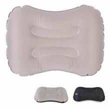 (Gray-black) Outdoor Travel Air Inflatable Pillow Sleep Headrest Neck Massage Folding Cushion