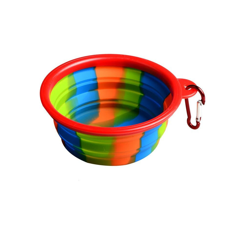 (Red) Camouflage Silicone Bowl Collapsible Portable Out Pet Bowl Cat And Dog Universal