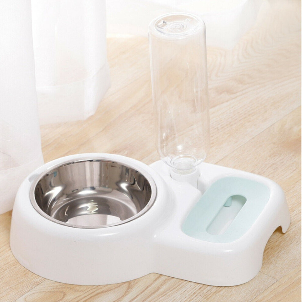 (white) 2 In 1 Autoxic Pet Bowl 500ml Adjustable Drinking Fountain Dog Cat Food Feeder