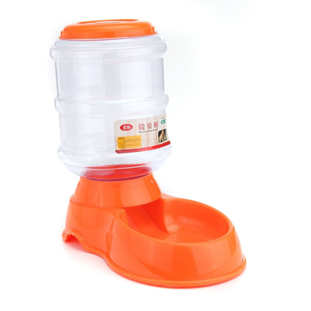 (Orange) 3.5L Autoxic Pet Water Food Dispenser Dog Cat Large Feeder Pet Bowl