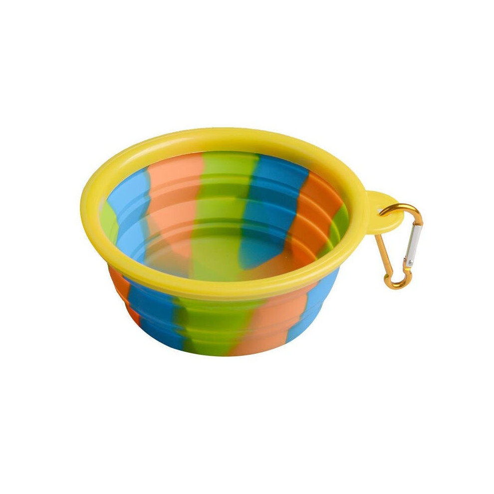 (Yellow) Camouflage Silicone Bowl Collapsible Portable Out Pet Bowl Cat And Dog Universal