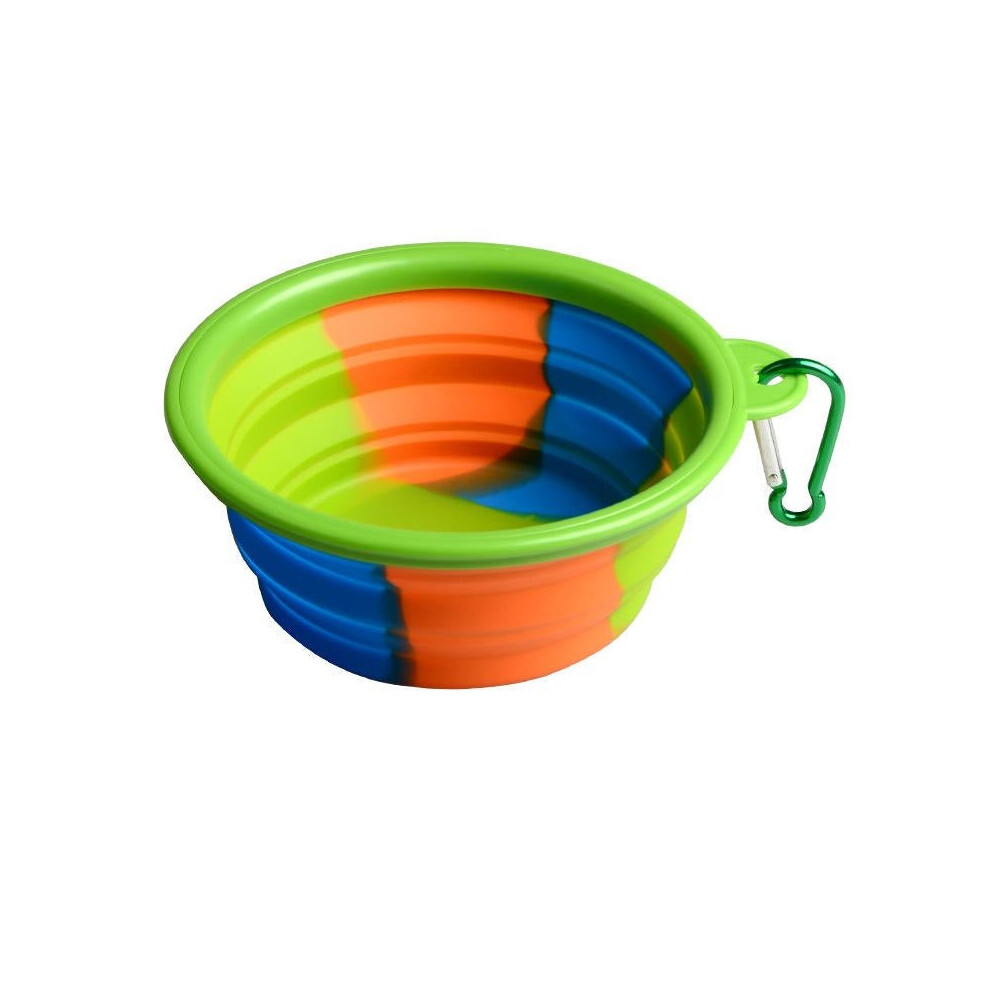 (Green) Camouflage Silicone Bowl Collapsible Portable Out Pet Bowl Cat And Dog Universal