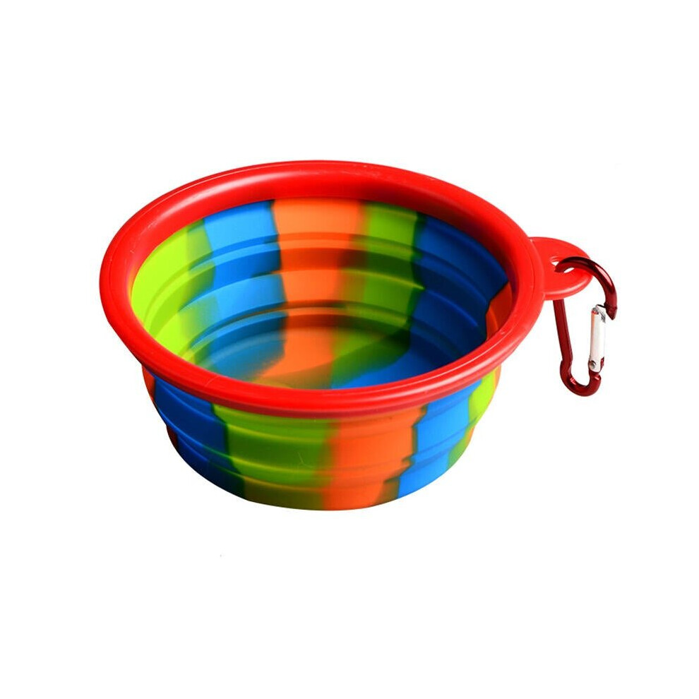 (Red) Folding Silicone Pet Bowl Portable Dog Food Drinking Water Feeding Supplies Outdoor Bowl