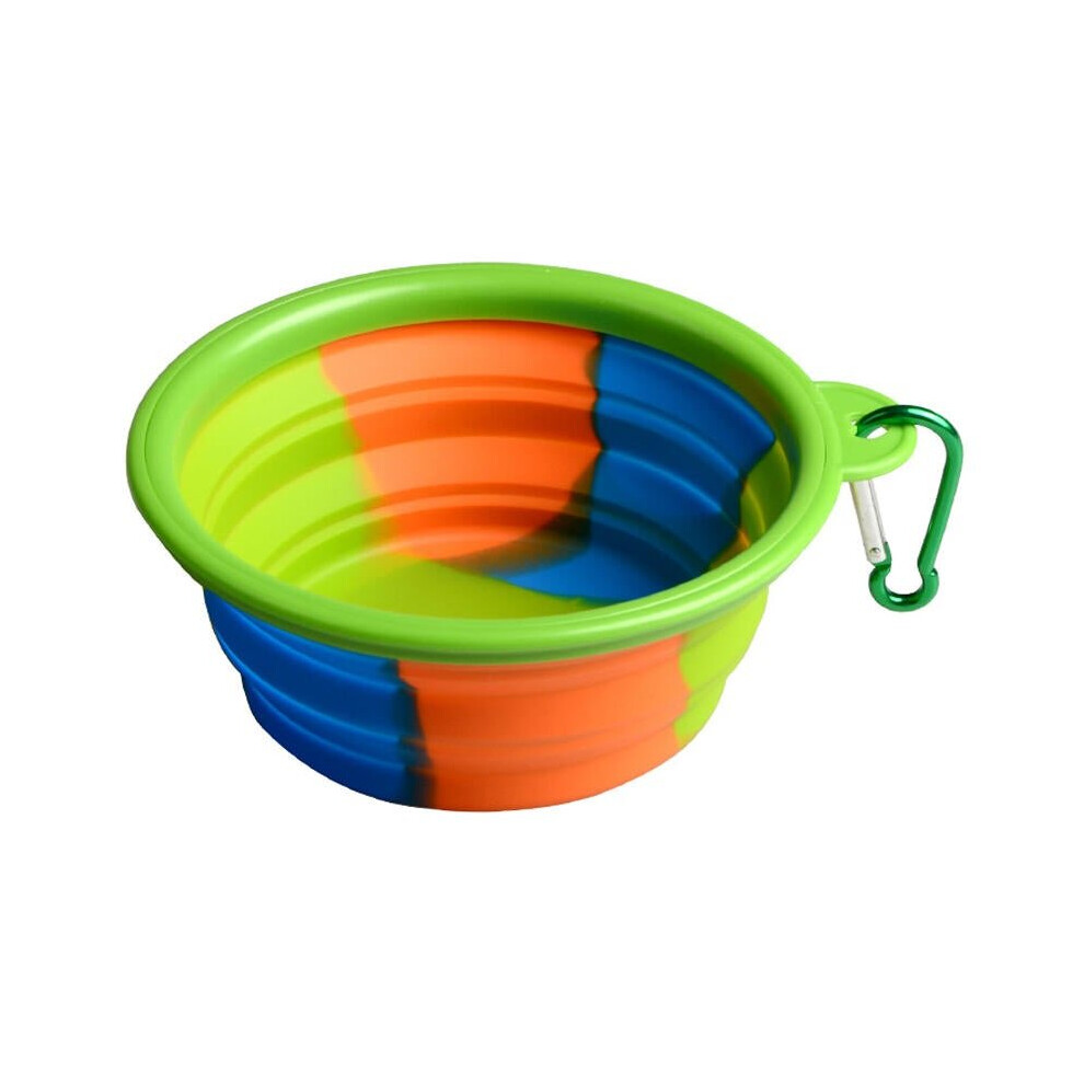 (Green) Folding Silicone Pet Bowl Portable Dog Food Drinking Water Feeding Supplies Outdoor Bowl