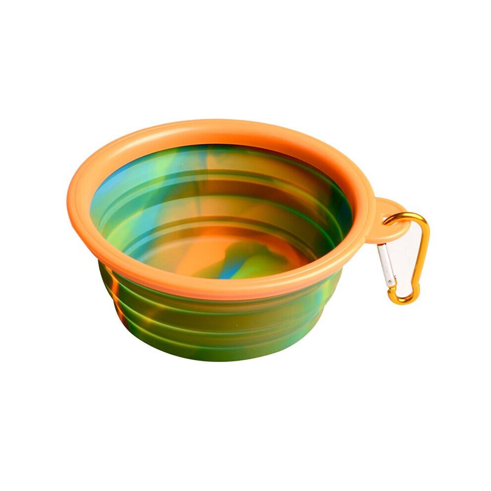 (Orange) Folding Silicone Pet Bowl Portable Dog Food Drinking Water Feeding Supplies Outdoor Bowl