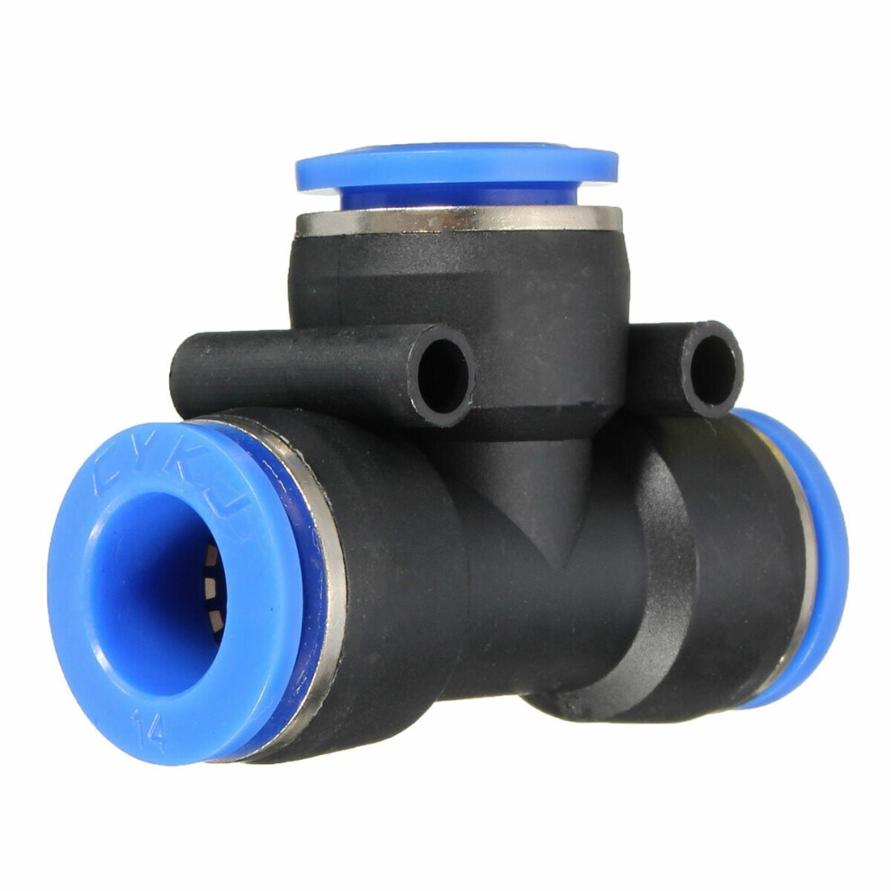 (16mm, T) Pneumatic Push In Fittings For Air Water Hose Pipe Connectors Tube Connector