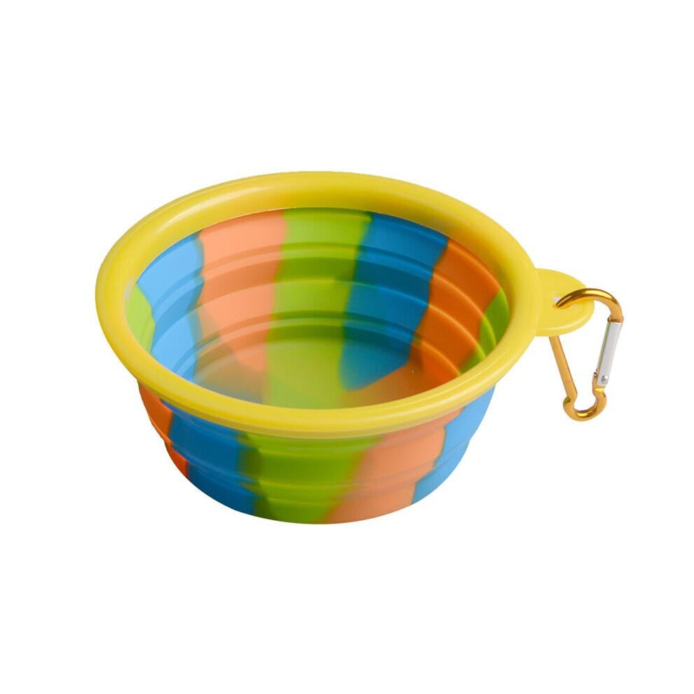 (Yellow) Folding Silicone Pet Bowl Portable Dog Food Drinking Water Feeding Supplies Outdoor Bowl