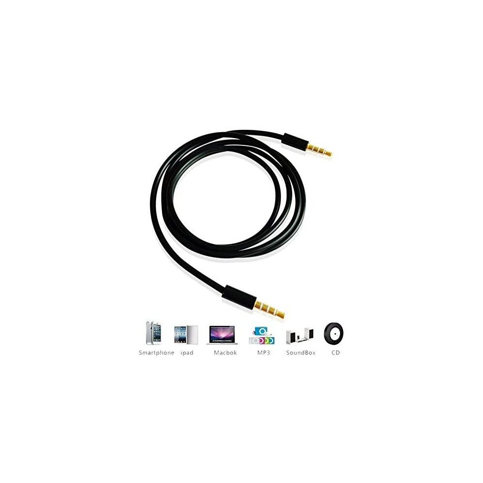 Lupo Stereo Aux Audio Cable For Cars - 1M Plated Auxiliary Lead For Smartphones Gold 5060151751577