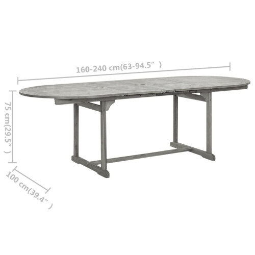 VidaXL vidaXL Solid Acacia Wood Garden Dining Table Patio Extendable Dinner Table 1