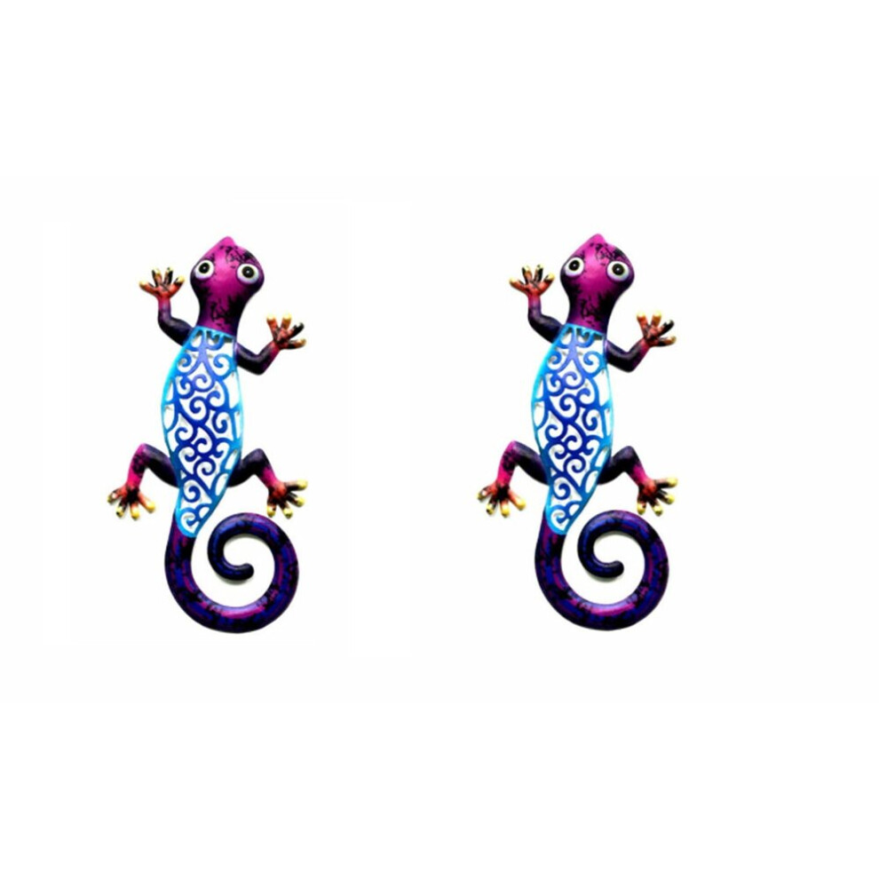 (blue) Pair of Garden Wall Lizard Ornaments