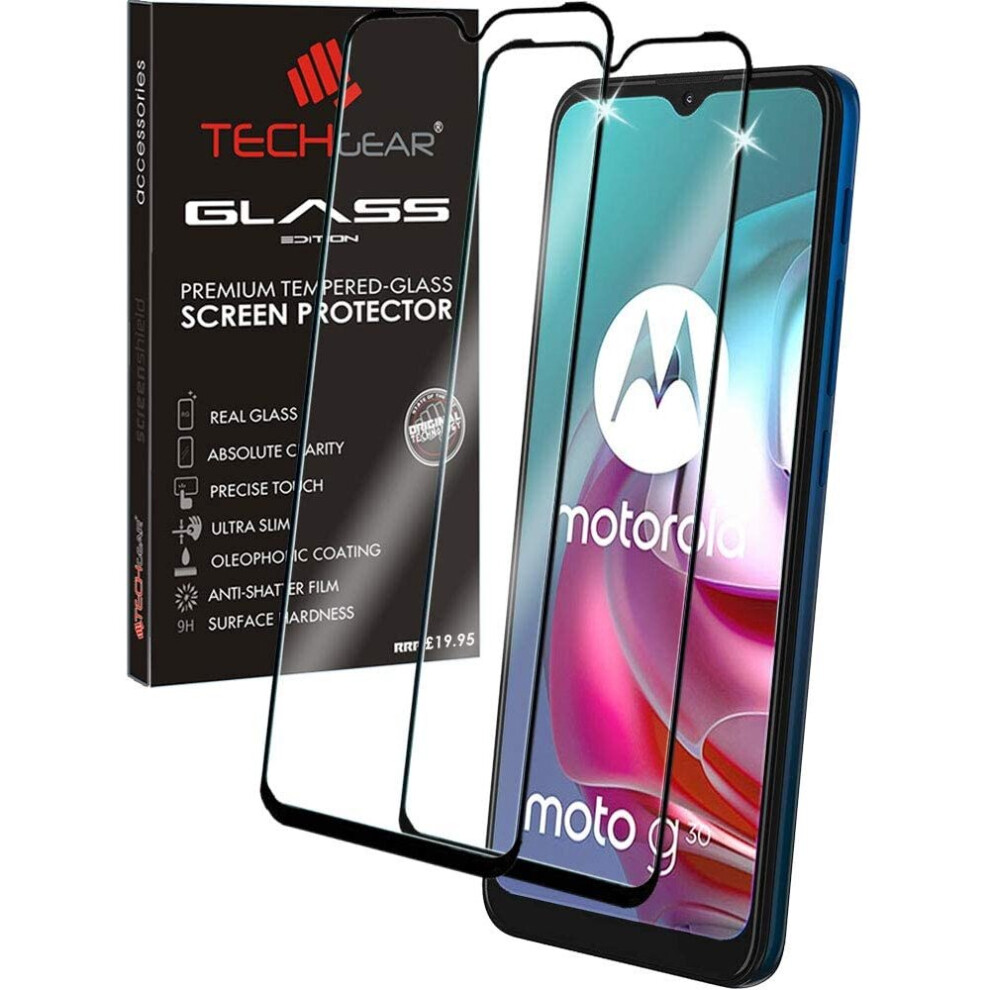Techgear 2 Pack Of 3D Glass Edition Compatible For Motorola Moto G30 & Moto G10 Tempered Glass Screen Protector [Full Screen]...