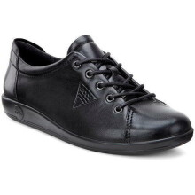 (UK 5.5) Ecco Soft 2.0 All Black Leather Lace Up Womens Trainers