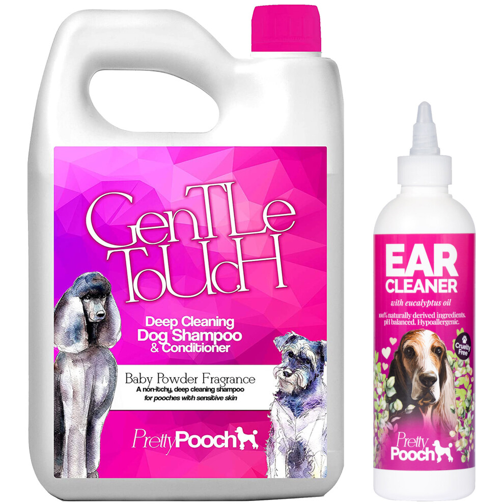 Pretty Pooch Baby Powder Dog Shampoo 2L & Ear Cleaner 250ml