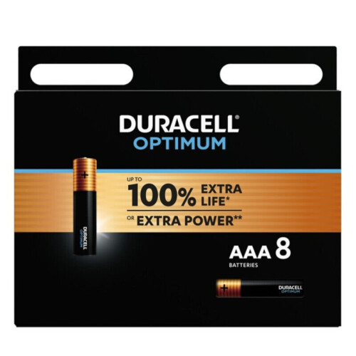 Duracell DURACELL OPTIMUM ALKALINE BATTERY AAA LR03 8 UNIT
