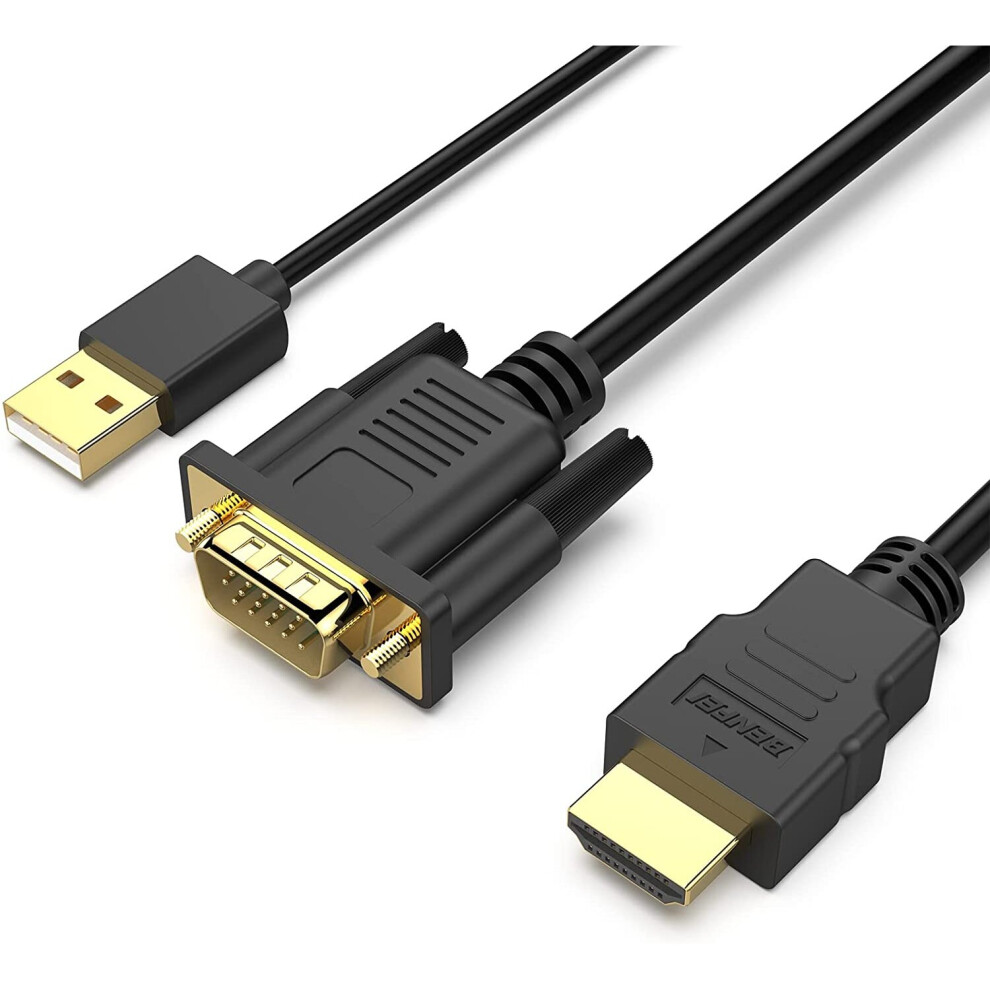 VGA to HDMI Cable, BENFEI 1.8M 1080P Cable From VGA Computer/Laptop to HDMI Monoitor/TV with Audio Support(Not Bidirectional)