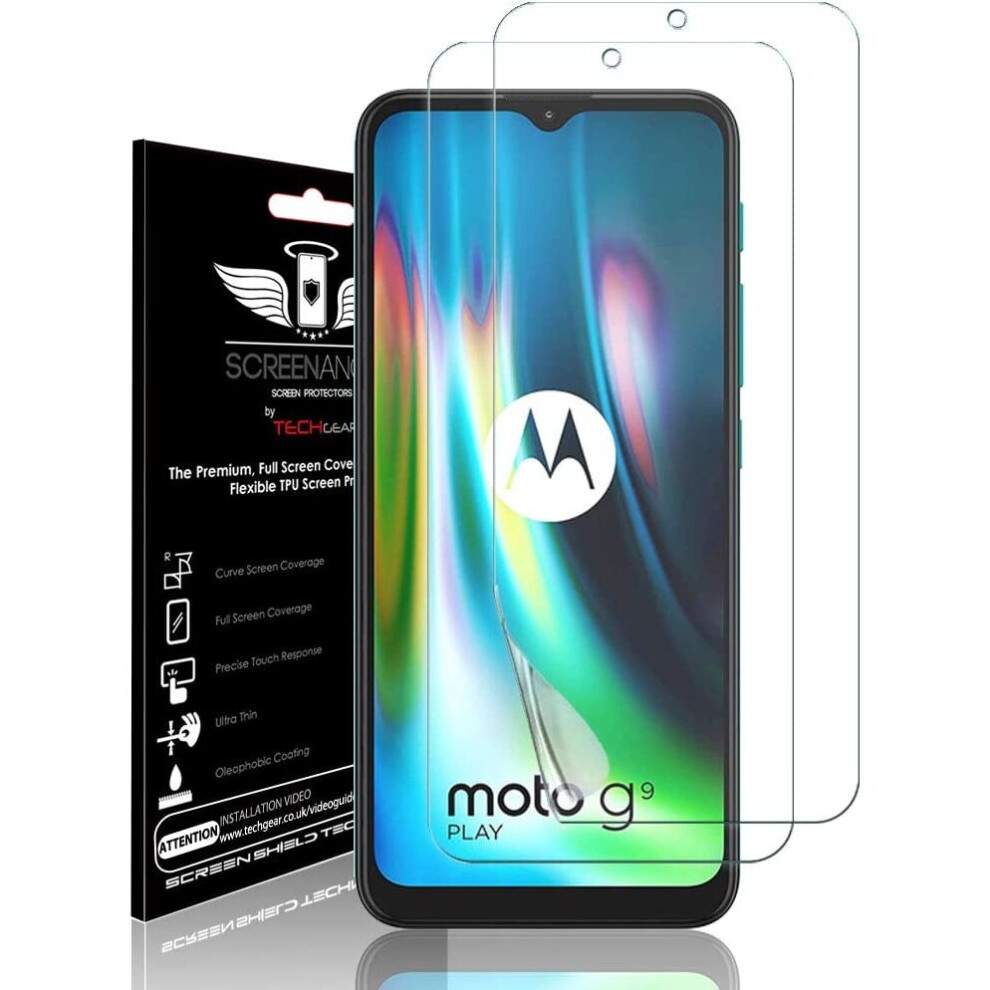 Techgear [2 Pack Moto G9 Play Screen Protectors [Screen Angel Edition] [Case Friendly] [Bubble Free] [Full Screen Coverage] Hd...