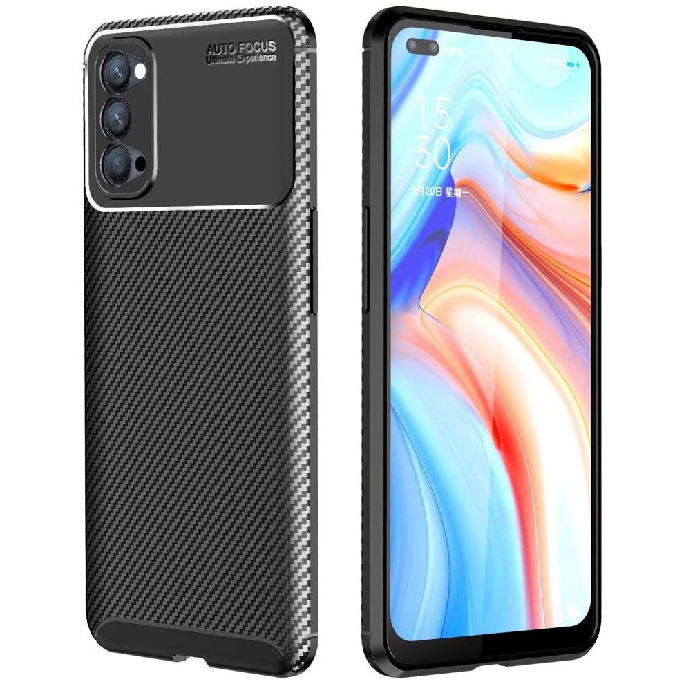 Techgear Carbon Fibre Case For Oppo Reno4 5G [Carbonflex Case] Flexible, Shockproof, Ultra Slim, Soft Tpu Protective Shell...