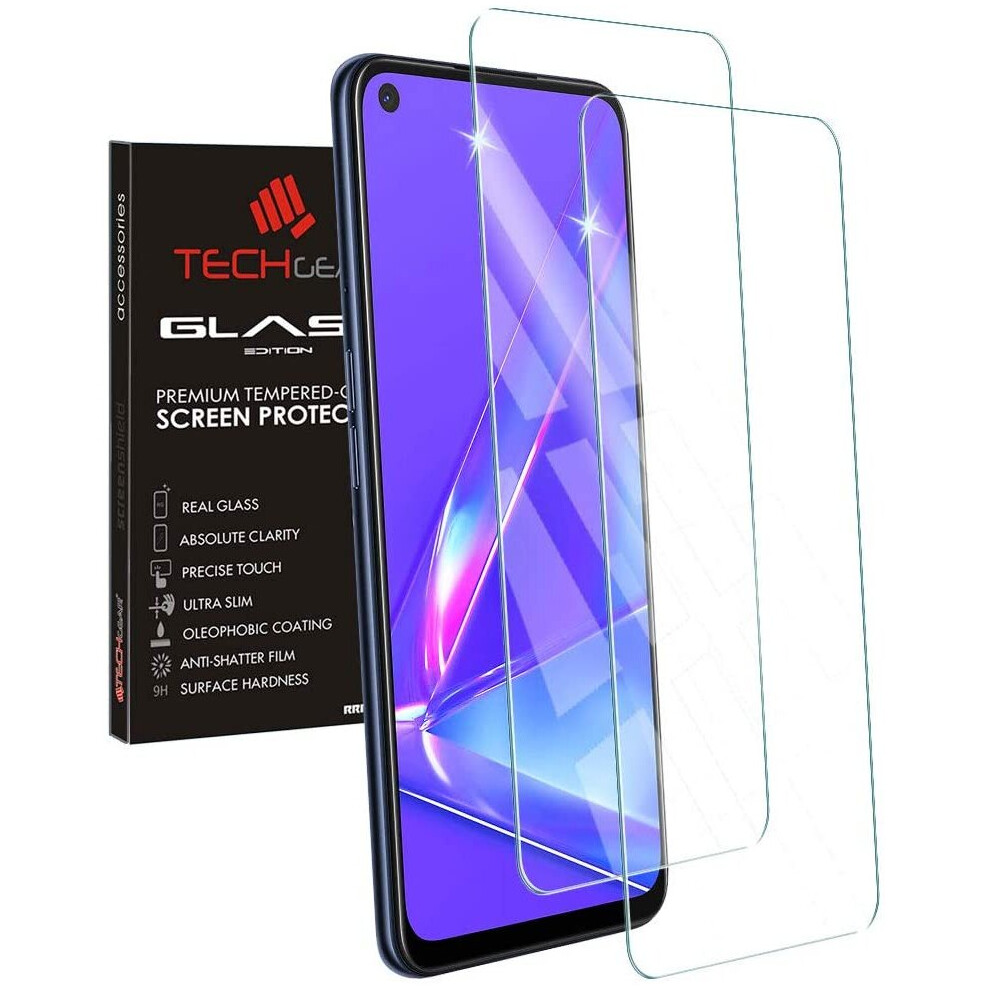 TECHGEAR 2 Pack of GLASS Edition for Oppo A72 / A52 / A92, Tempered Glass Screen Protectors Cover [2.5D Round Edge] [9H...