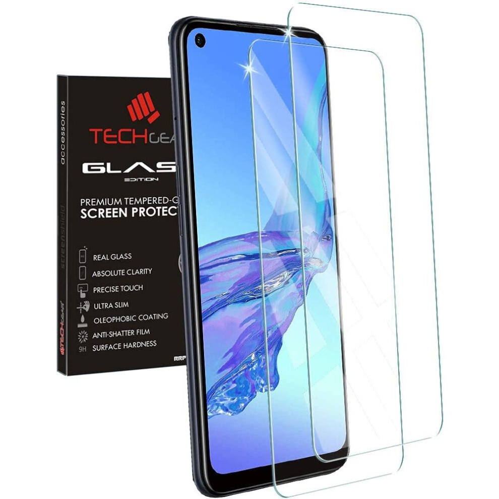 TECHGEAR 2 Pack of GLASS Edition for Oppo A53 / A32, Tempered Glass Screen Protectors Cover [2.5D Round Edge] [9H Hardness]...
