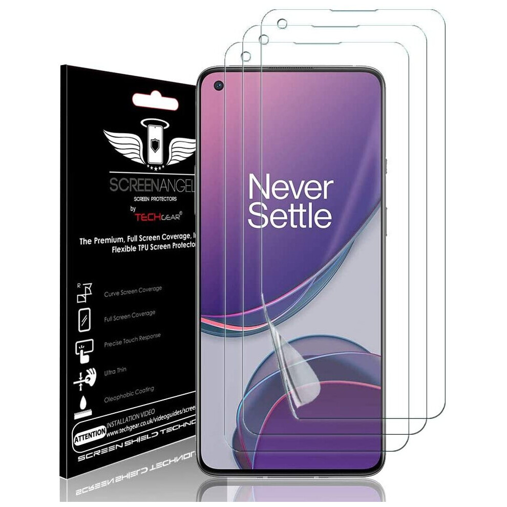 Techgear [3 Pack Screen Protector Fits Oneplus 8T [Screen Angel Edition] [Case Friendly] [Bubble Free] [Full Screen Coverage]...
