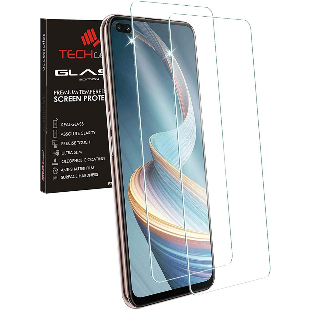 Techgear 2 Pack Of Glass Edition For Oppo Reno4 Z 5G (Reno 4Z 5G), Tempered Glass Screen Protectors Cover [2.5D Round Edge] [9H...