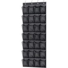 (Black) Hanging Shoe Organizer Over The Door Shoe Holder 28 Large Mesh Pockets Shoe Rack